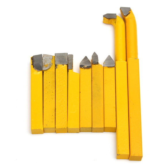 9pcs 8x8mm YW1 Carbide Lathe Turning Tool Holder Yellow