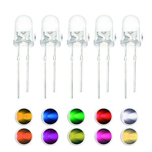 100PCS 5MM Round Red Green Blue Yellow White Warm White Orange Purple Pink Yellow-Green LED Diode Light Kit