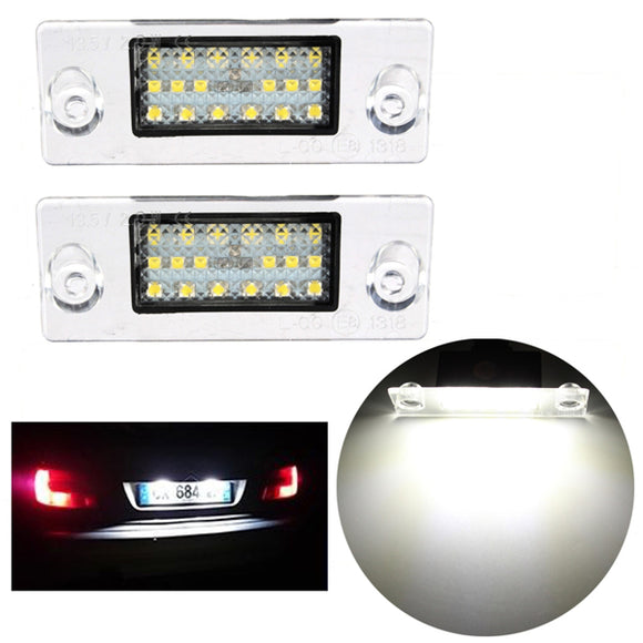 2 x Error Free LED SMD License Plate Lights For Audi A4 S4 B5 1998-2001 White