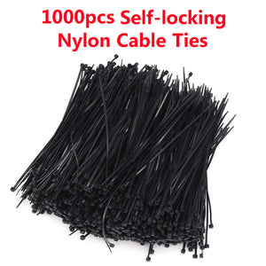 1000pcs 4*200mm Self-Locking Nylon Plastic Zip Trim Wrap Network Cable Loop Ties Wire