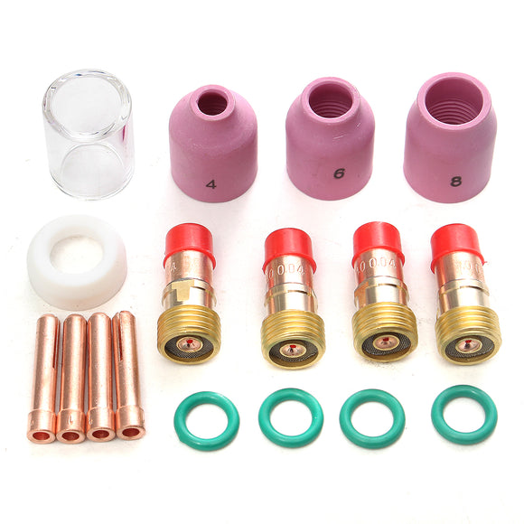 17PCS Welding Torch Gas Lens Glass Cup Kit For TIG WP-17/18/26 Series