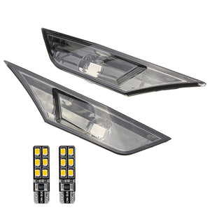 Smoke Black Car Side Marker Lights Lens Cover Leaf Board Lamp with Yellow T10 LED Bulbs for Honda Civic 2016-2018