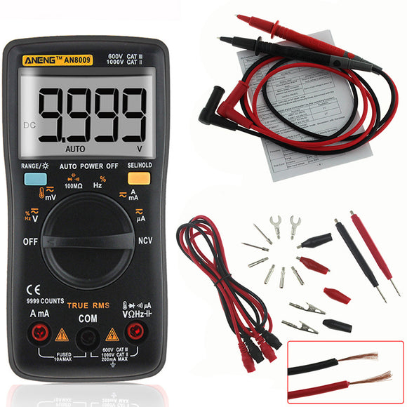 ANENG AN8009 True RMS NCV Digital Multimeter Backlight AC DC Current Voltage Tester Black