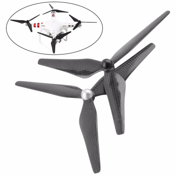 1 Pair 9450 Carbon Fiber Propellers Self-locking 3-Blade Props for DJI Phantom 2 Phantom 3 RC Drone