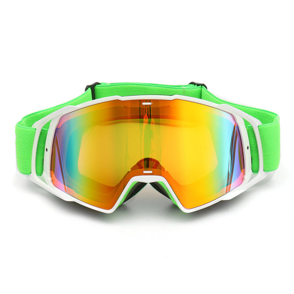 Motorcycle Racing Ski Goggles Uv Protection Anti Fog Green Frame
