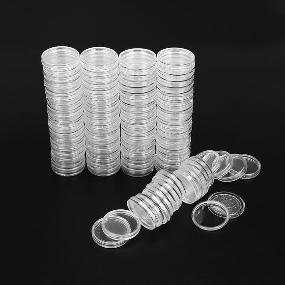 100Pcs 25mm Coin Cases Capsules Holder Applied Clear Portable Round Storage Box Display Container