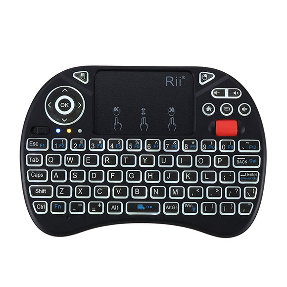 RII I8X 2.4G Wireless White Backlit Mini Keyboard Touchpad Airmouse with Scroll Wheel