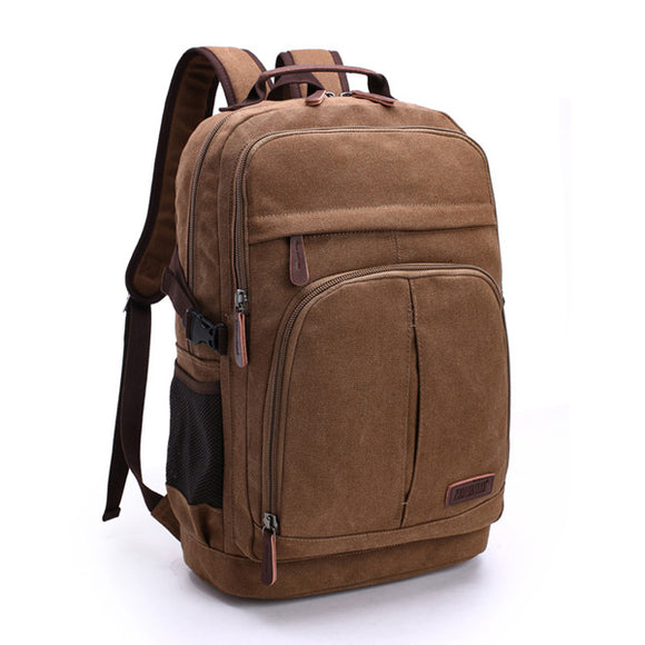 Men Canvas Leisure Backpack Outdoor Travel Hiking Capacity Multifunction Shoulders Bag