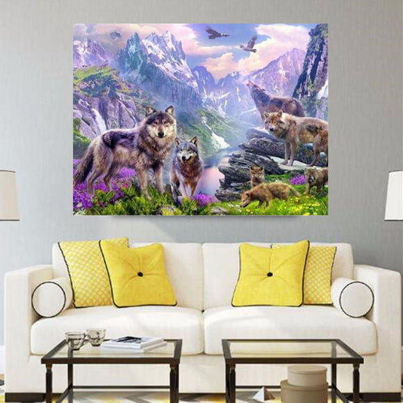 40x35CM Wolves 5D Diamond Painting Embroidery DIY Craft Home Decor