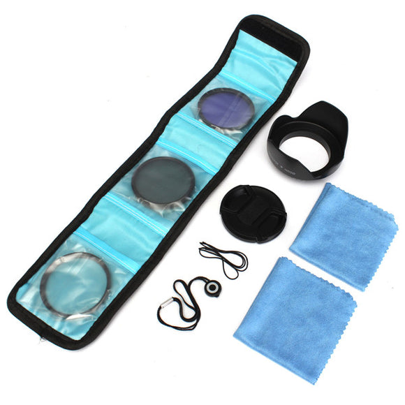 58mm UV FLD CPL Circular Polarizing Filter Kit Set With Lens Hood For Canon Camera