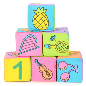 Infant Baby Kids 7cm Cloth Building Blocks Educational Rattles Set Toys