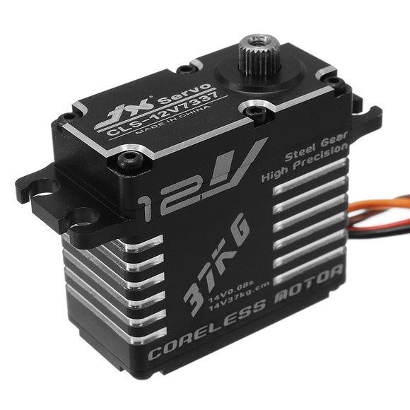 JX CLS-12V7337 37KG 12V 180 Degrees HV High Precision Steel Gear Digital Coreless Servo For RC Robot