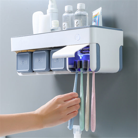 Toothbrush Holder UV Sterilizer Antibacterial Sanitizer Storage Wall Mounted