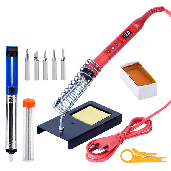 JCD 908U 100W Soldering Iron Tool Kit 220V/110V Adjustable Temperature LCD Soldeing Station Welding Repair Tools wiht Soldering Holder Sucker Tips