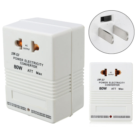 80W Universal Travel Adapter Voltage Converter 100V to 240V Step Up/Down Power Transformer