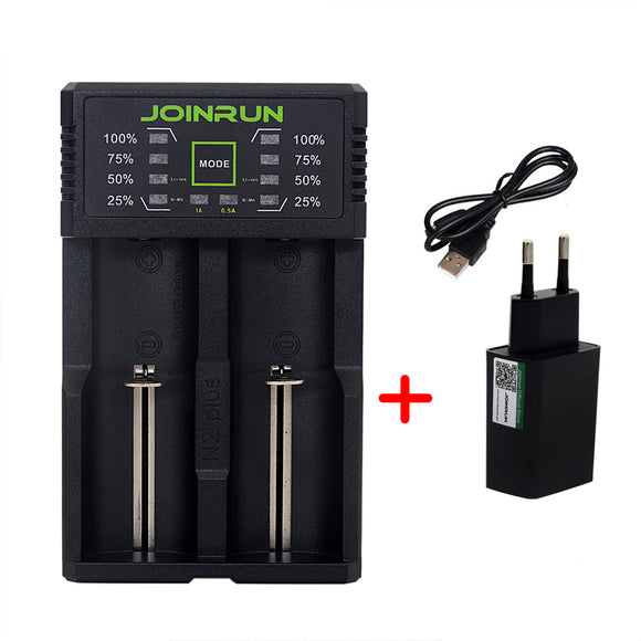 Joinrun N2 18650 Charger Smart 2 Slot Charger 1.2V 3.7V 3.2V 3.85V AA / AAA 26650 10440 14500 16340 25500 NiMH Lithium Battery Charger