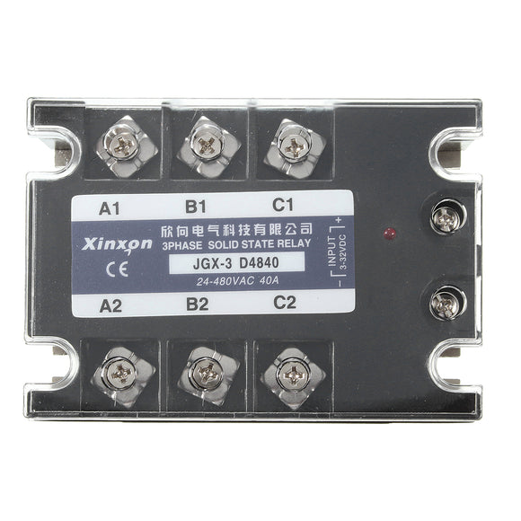 JGX-3 D4840 Three Phase Solid State Relay SSR DC-AC 40A Input 3-32VDC 24-480VAC