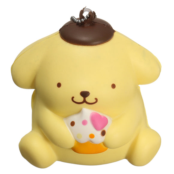 9cm Squishy Yellow Dog Cute Slow Rising Bag Hanging Drop Animal Collection Gift Decor Toy