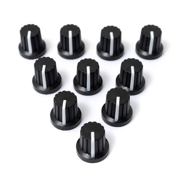 30pcs 6mm Shaft Hole Dia Plastic Threaded knurled Potentiometer Knobs Caps