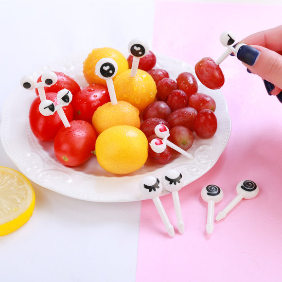 10pcs Mini Cartoon Ant Eye Fruit Fork set for Party Cake Dessert  Food Toothpick Novelties Toys