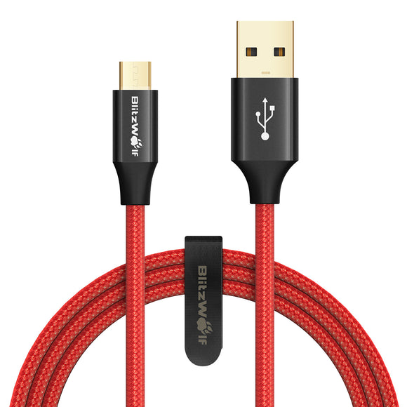 BlitzWolf AmpCore Turbo BW-MC7 + BW-MC8 2.4A Braided Durable Micro USB Charging Data Cable 3ft/0.9m + 6ft/1.8m