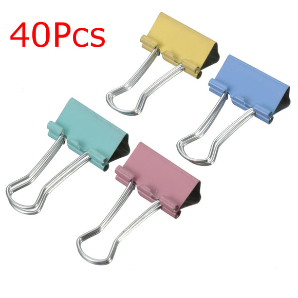 40PCS 19mm Officer Desk Binder Clips Paper Holder Mix 4 Colors