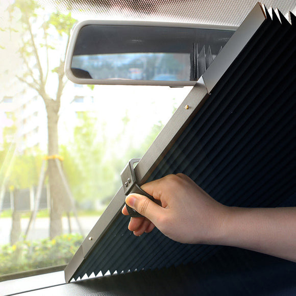 ROCK Car Sunshade Sunscreen Heat Insulation Cloth Automatic Telescopic Sunshade Shading Artifact Front Windshield Glass Sun Visor