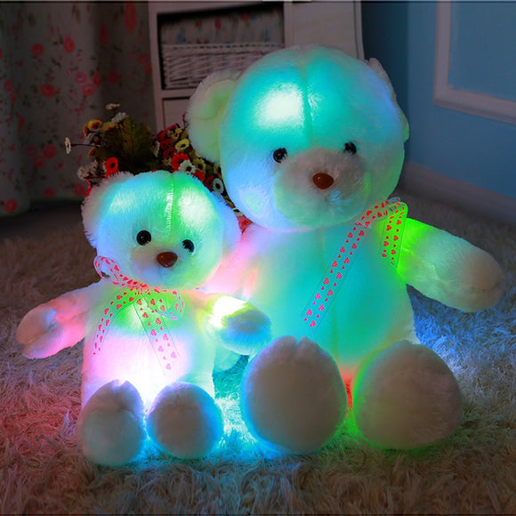 50CM Colorful Glow LED Light Plush Bear Stuffed Doll Throw Pillow Toy For Friends Family Gift