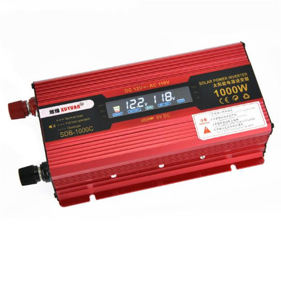 XUYUAN LCD 1000W Car Power Inverter with Screen 12V to 110V