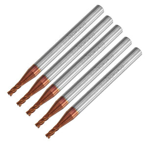 Drillpro 5pcs 2mm 4 Flutes Tungsten Carbide End Mill Cutter HRC55 AlTiN Coating End Mill Cutter