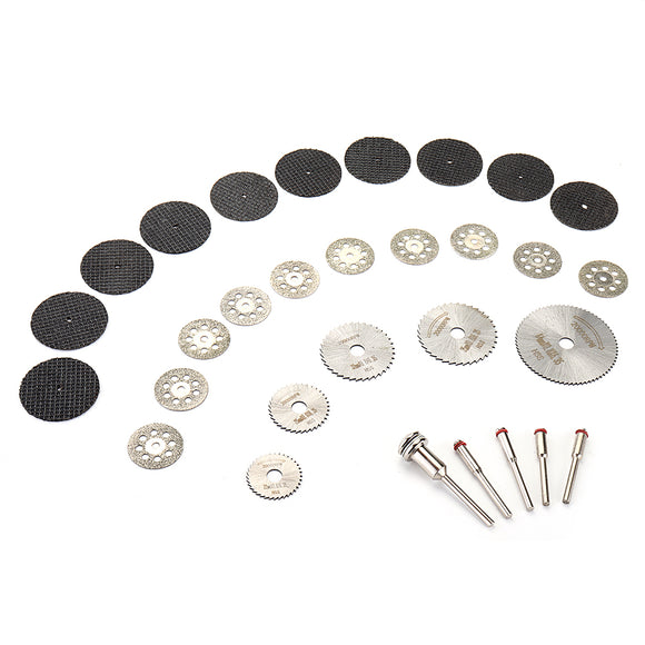 Drillpro 30pcs Grinding Polishing Wheel Set 1/8 Inch Shank Saw Blade and Cutting Discs