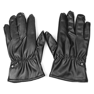 One Pair Winter Warm Touch Screen Motorcycle Waterproof PU Leather Gloves