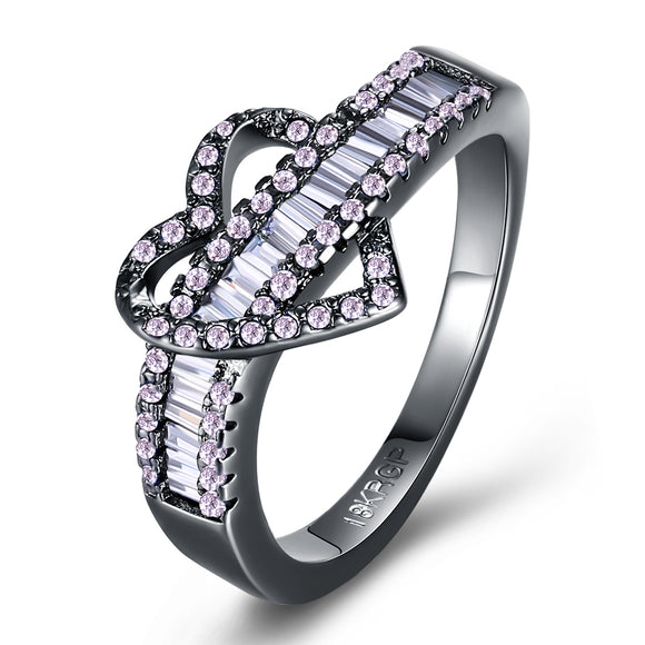 INALIS Women's Heart Zircon Finger Ring Charm Finger Ring for Women