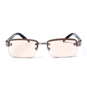 Perforated Half Frame Brown And White Crystal Reading Glasses Comfortable To Wear