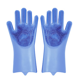 AUGIENB Magic Silicone Rubber Dish Washing Gloves Eco-Friend Semi-permanent Scrubber Cleaning Glove