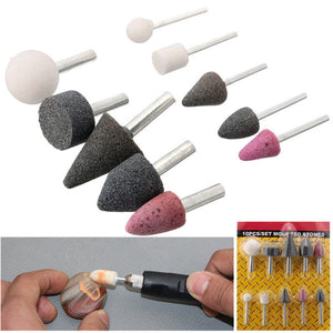 10pcs 1/4 Inch 1/8 Inch Mounted Stones Grinding Abrasive Stone Assortment for Dremel