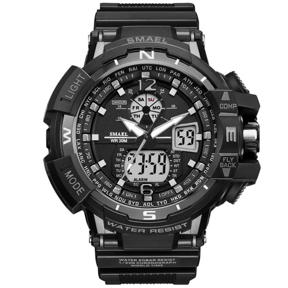 SMAEL 1376 Digital Analog Dual Display Male Wristwatch Outdoor Waterproof LED Watch