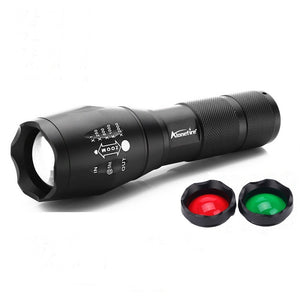 Alonefire G700-N  T6 2000LM 5Modes Zoomable Red& Green & White Light LED Flashlight Signal Light