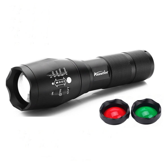 Alonefire G700-N  T6 2000LM 5Modes Zoomable Red& Green & White Light LED Flashlight Signal Light