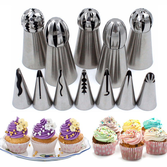 Stainless Steel 12Pcs Set Icing Piping Nozzles Cake Decorating Tips Baking Tools Kit Accessories
