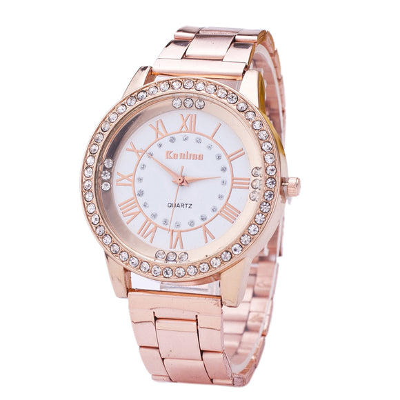 Fashionable Diamonds Ladies Wrist Watch Stainless Steel Strap Quartz Watches