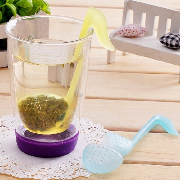 1Pc Music Note Tea Spoon Strainer Stirrer Filter Kitchen Tool