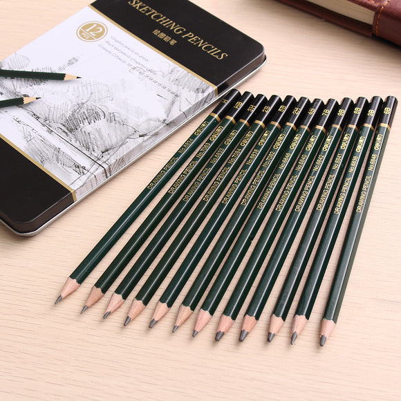 12PCS Artists Sketching Graphic Pencils for Drawing Artist