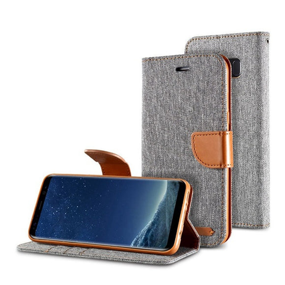 Canvas Wallet Card Slots Bracket Flip Case For Samsung Galaxy S8/S8 Plus