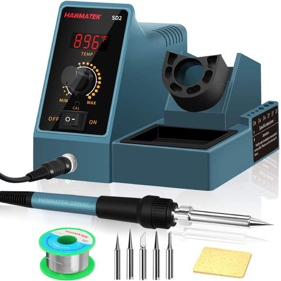 HANMATEK SD2 Digital Display Soldering Station With Additional 5 Tips Auroland Digital Display Soldering Iron Station 392-896 Temperature Adjustable Better Soldering Iron Soldering Kit with Solder Bracket