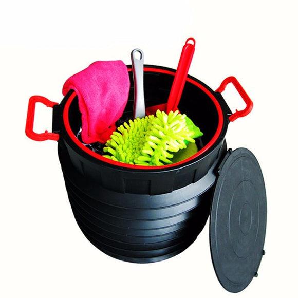 25L Car Storage Box Circular Folding TelescopicStorage BucketTrash Container  Scalable Toolbox Col