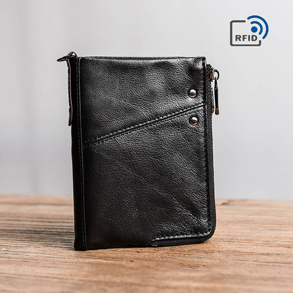 RFID Anti-magnetic Genuine Leather Wallet Card Holder For Men