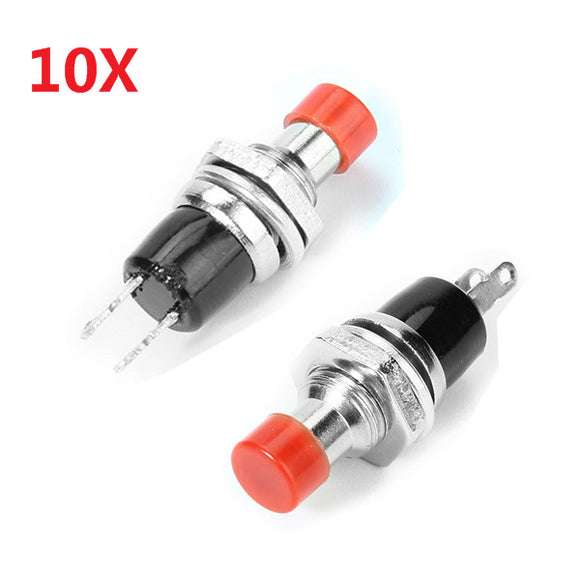 Wendao PBS-110 250V 1A 7mm Self-reset Switch NO Push Button Round 10pcs