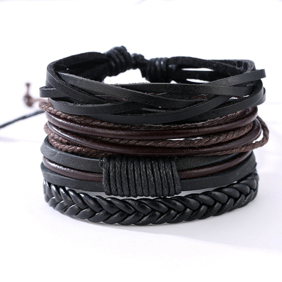 Vintage Adjustable Braided Leather Multilayer Wrap Weave Unisex Bracelets