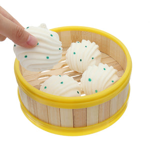 4Pcs Hanamaki Bread Squishy 6CM Slow Rising Collection Gift Soft Toy With Steamer Cover